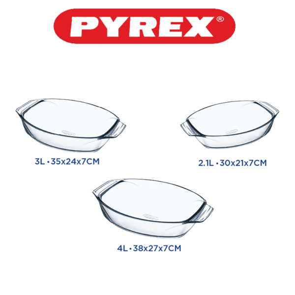 طقم طواجن للفرن 3 قطعه بايركس بيضاوى – Pyrex
