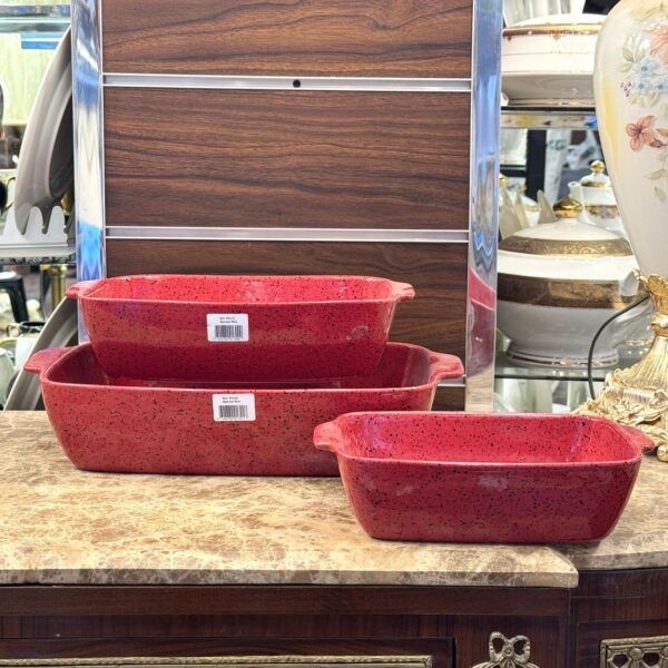 طقم طواجن بورسلين – مستطيل احمر – Cerutil