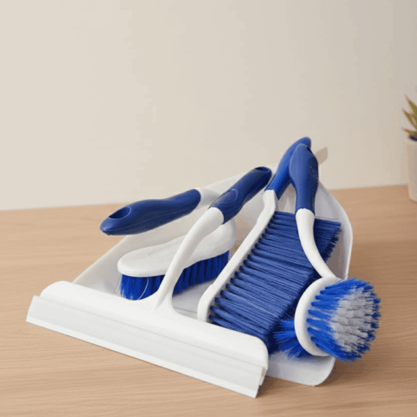 طقم جاروف تنظيف 5 قطع كبير (3 انواع فرش مختلفة – جاروف – مساحة) – متعدد الاستخدام