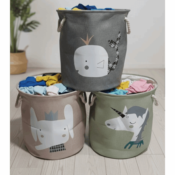 سلة تخزين الملابس كتان قابلة للطي الوان