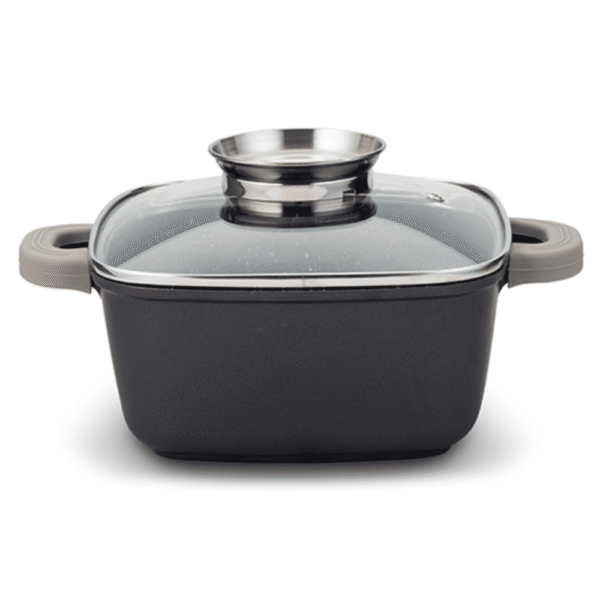 حلة مربعة مصبوبة “فونتسيو” مع طلاء حجري غير لاصق 28 سم – NAVA