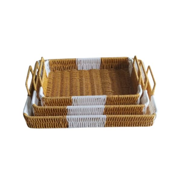 صينية تقديم من الراتان مستطيل بيد 3 ق، عياشة لتقديم الخبز، ديكور منزلي لتقديم الطعام