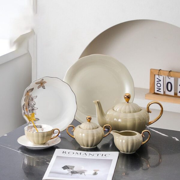 طقم شاى و جاتو 30 قطعه – Dark Biege