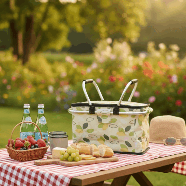 سلة رحلات حافظه للحرارة من القماش بمقبضين