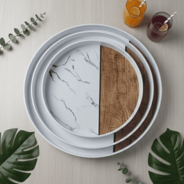 طقم صوانى ميلامين 3*1(دائرى) اشكال متنوعه