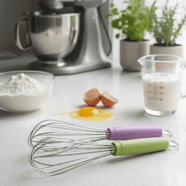 مضرب بيض استانلس بالفتاحه بيد سيلكون