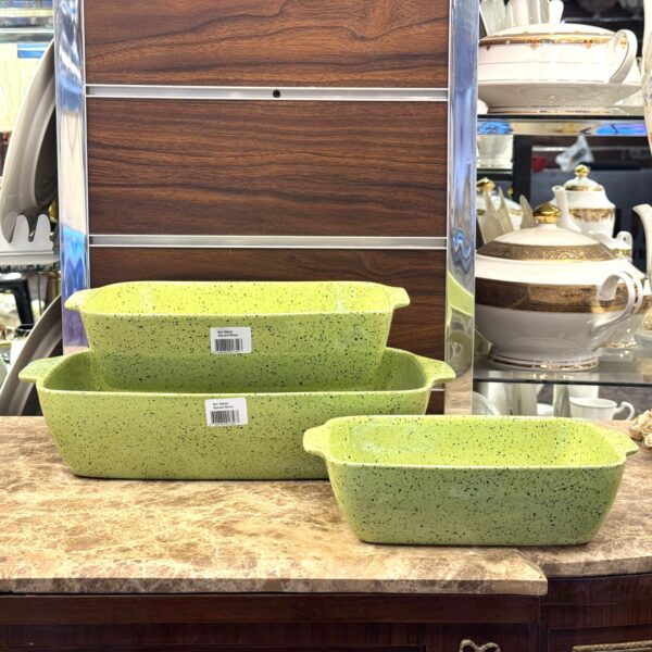 طقم طواجن بورسلين – مستطيل اخضر – Cerutil