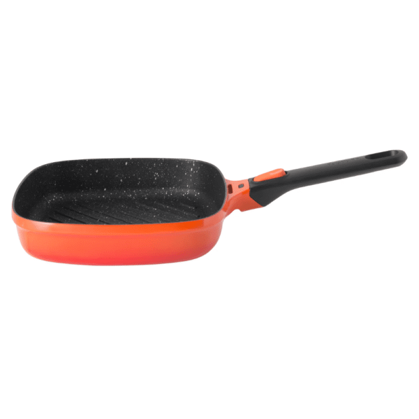 مقلاة شواء مربعة بمقبض للفصل أحمر 28 سم