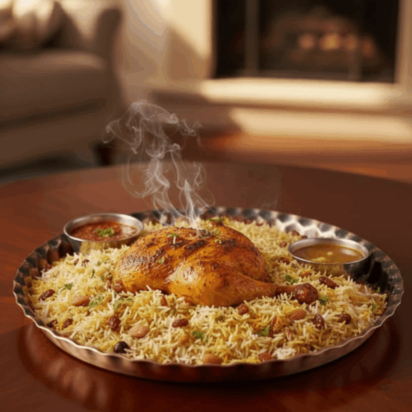 صينية تقديم نحاسى مضلعه للمندى والمشويات