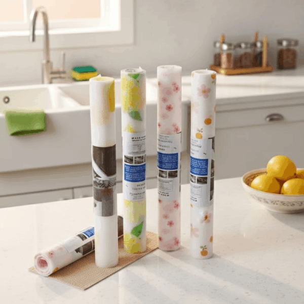 رول مفرش سيلكون ملون و منقوش للادراج والدواليب