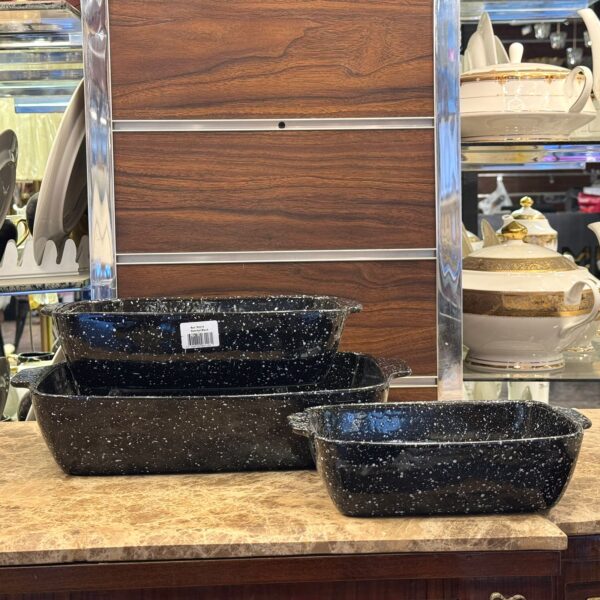 طقم طواجن بورسلين – مستطيل اسود – Cerutil