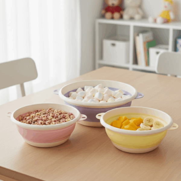 طقم طبق سيلكون قابل للطي الوان عشوائي