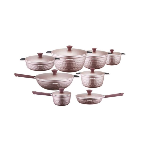 Arshia 16-piece Pink Diamond Cookware Set – 3302