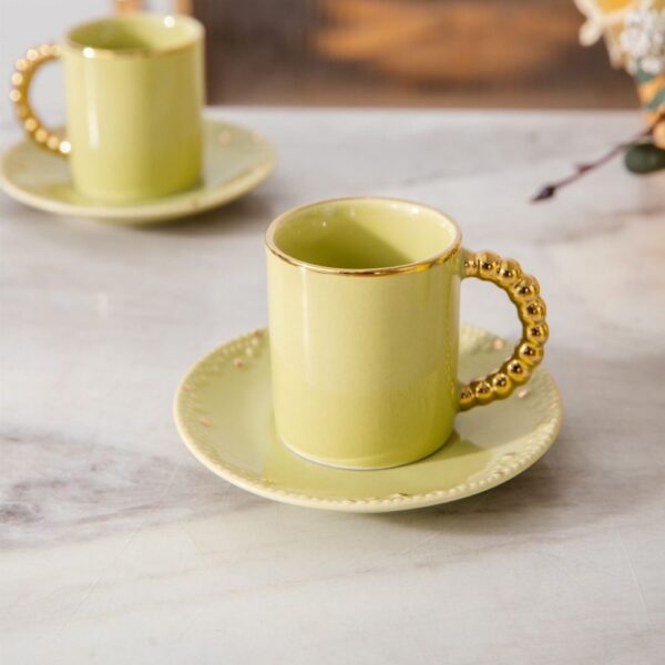 طقم قهوه بالطبق 12 بيرل – اخضر