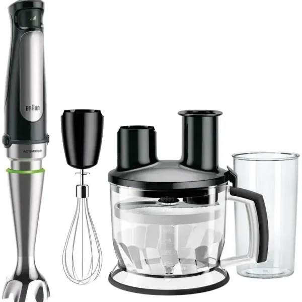 Braun MQ7075 MultiQuick 7 Hand Blender Set, 1000 Watt – Black Silver