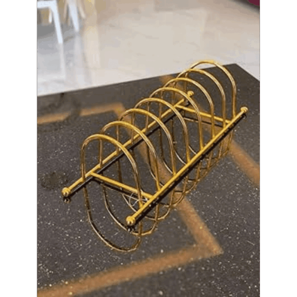 حامل اطباق ستانلس ستيل ذهبى لـ 7 قطع