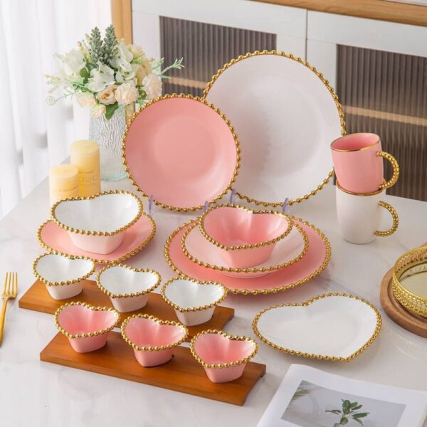 طقم عشاء 34 قطعه – Sun Rise – ابيض*روز