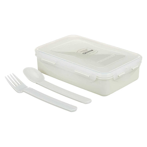 لوك اند لوك لانش بوكس ( علبة ٨٠٠ مل +ملعقة +شوكة + شنطة ) أخضر / أبيض