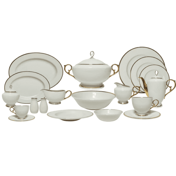 رويال ألفريدو طقم سفرة بورسلين 112 قطعة ابيض وذهبي – MO-009‎