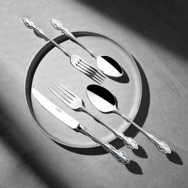 معالق تركى 36 قطعة –  Nehir Adriana Silver Matt