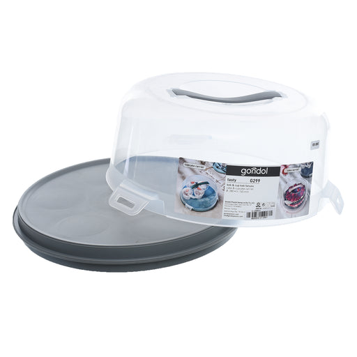 جوندول طبق تقديم حلويات 28* 24.5 سم بغطاء بلاستيك رمادى - G