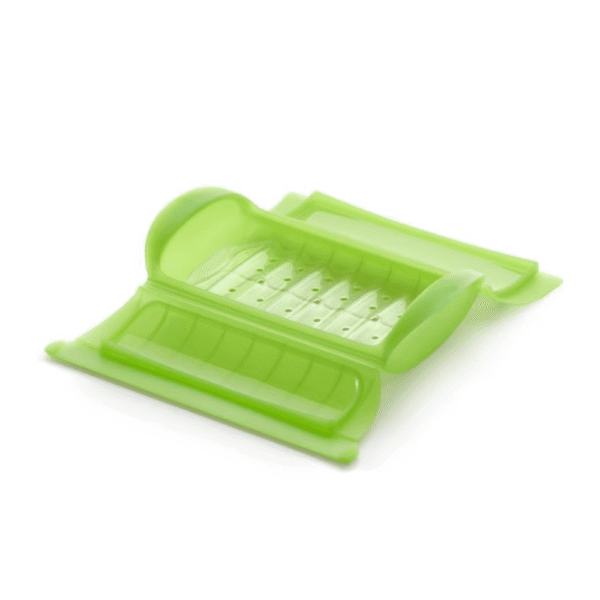 طباخ بخاري للميكروويف مع صينية 1-2 شخص، عبوة 6 باللون الأخضر – Lekue