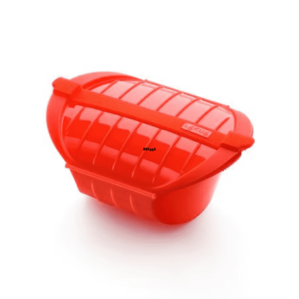 طباخ بخاري عميق للميكروويف 1-2 شخص، عبوة 6 باللون الأحمر – Lekue