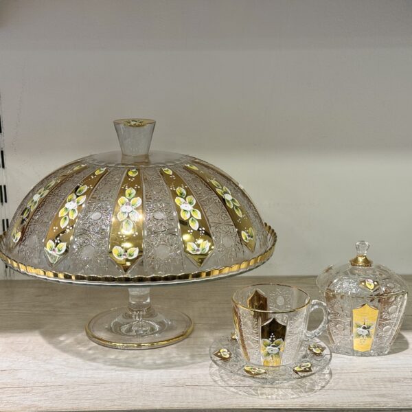 طقم تقديم تورته و فنجان 16 قطعة ورد بارز – SH15902