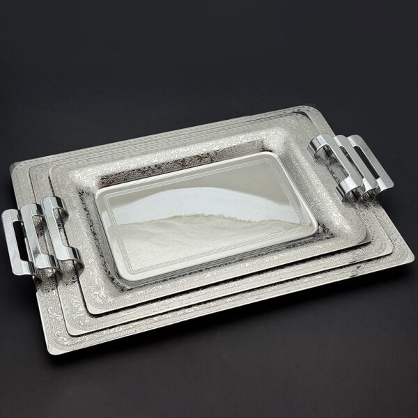 طقم صواني ايطالى 3 قطع – Rect. Francy Silver – FRAS-1400-2-3-4