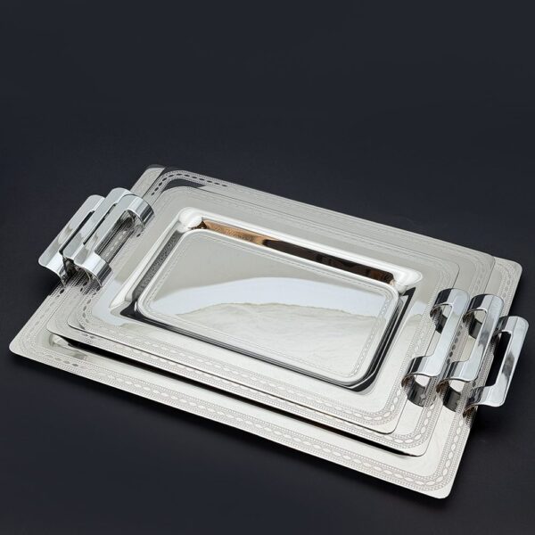 طقم صواني ايطالى 3 قطع – Rect. Pedra Silver – PEDS-1200-1-2-3