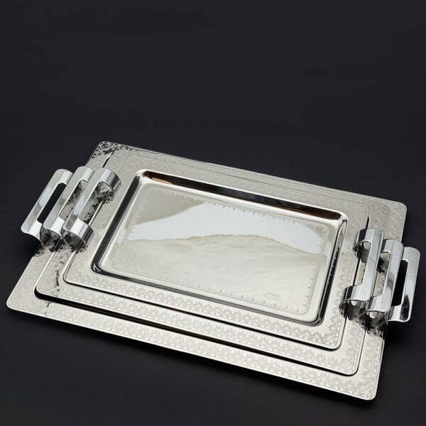 طقم صواني ايطالى 3 قطع – Rect. Gin Silver – Gins -650-1-2-3