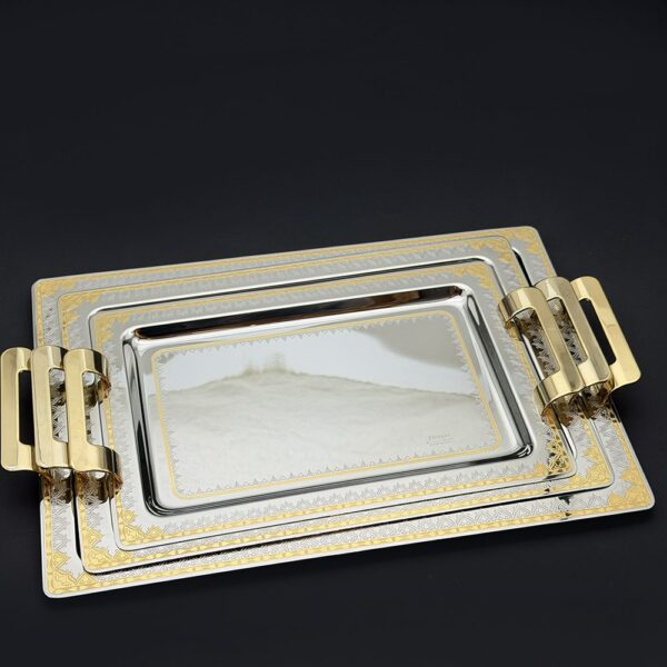 طقم صواني ايطالى 3 قطع – Rect. Gin Gold – GING -650-1-2-3