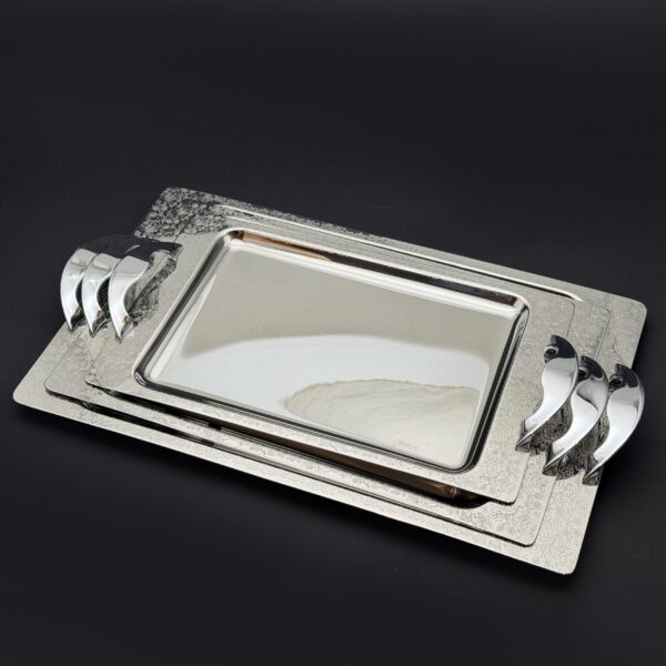 طقم صواني ايطالى 3 قطع – Rect. Delia Silver – DELIAS-400-1-2-3
