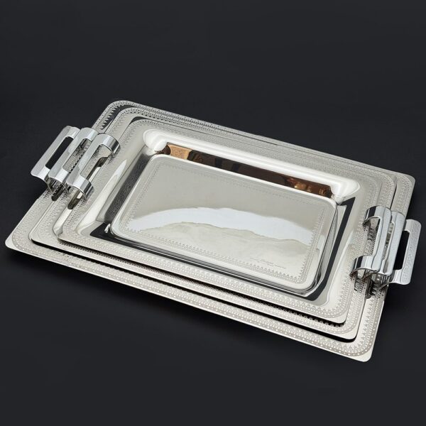 طقم صواني ايطالى 3 قطع – Rect. Diadema 2Lines Silver – DIAS-1400-2-3-4