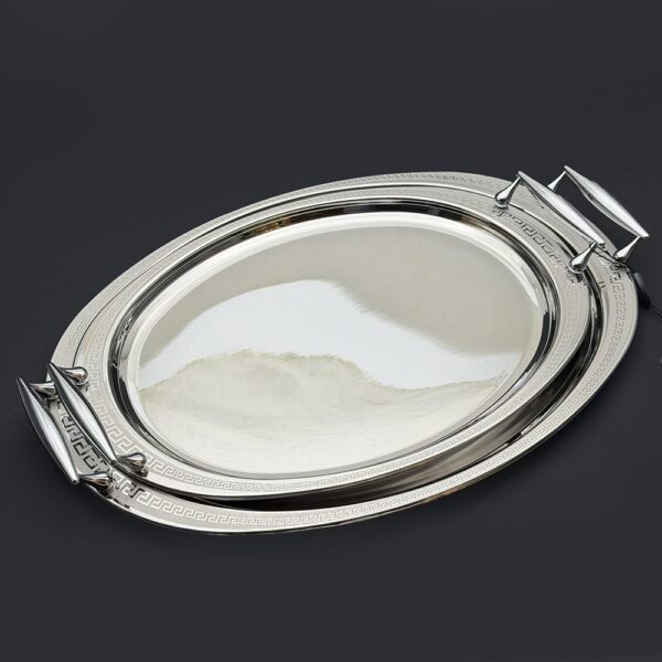 طقم صواني ايطالى 2 قطعه – Oval. Greca Silver – GRS-42-41
