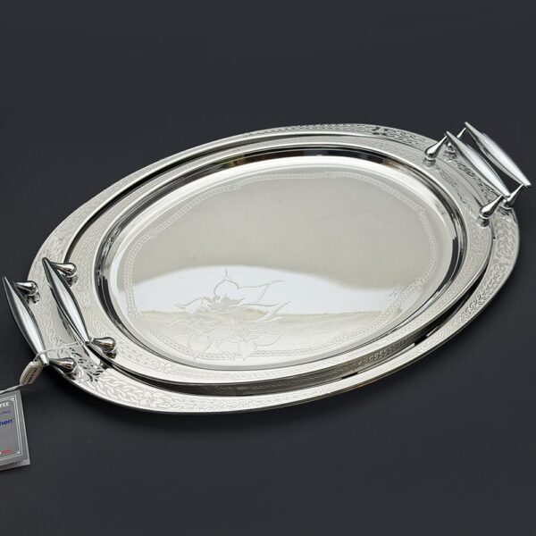 طقم صواني ايطالى 2 قطعه – Oval. Lory Silver – LORYS-60-61