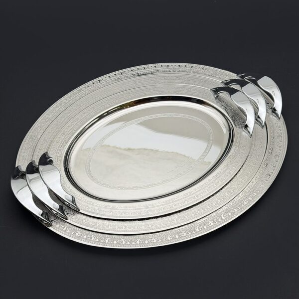 طقم صواني ايطالى 3 قطع – Oval. Magic Silver – MAGICS-200-1-2-3