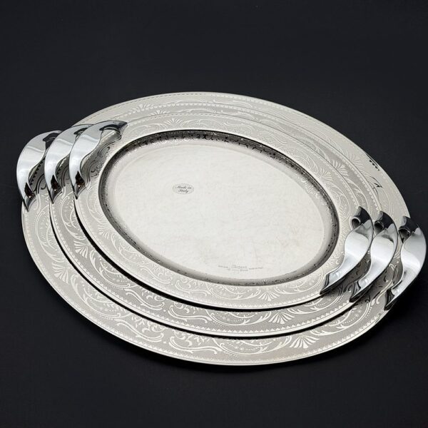 طقم صواني ايطالى 3 قطع – Oval. Isabel Silver – ISABS -1200-1-2-3