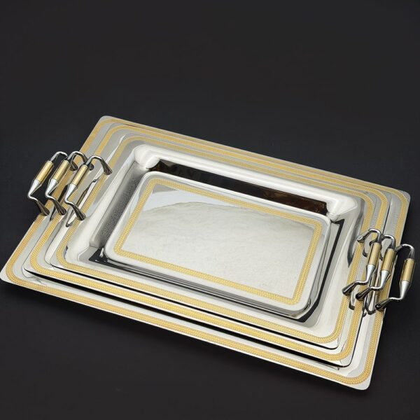 طقم صواني ايطالى 3 قطع – Rect. Lady2Lines Gold – LADG-1400-2-3-4