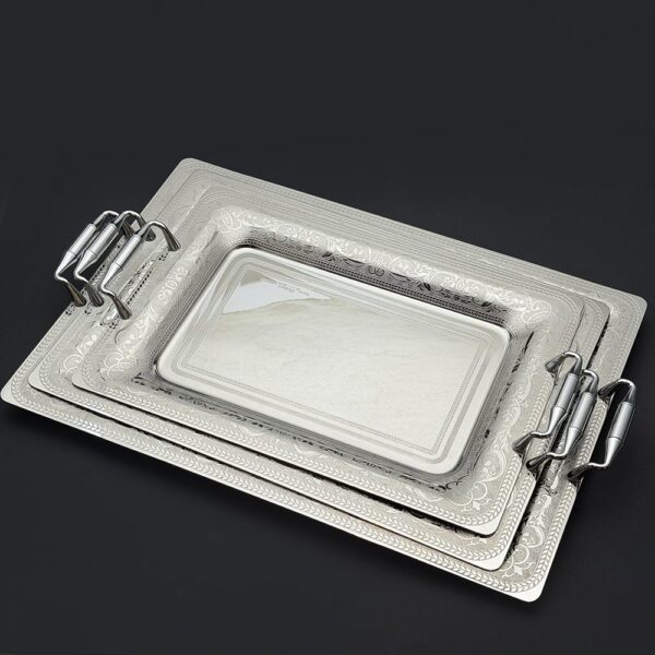 طقم صواني ايطالى 3 قطع – Rect. Jasmin Silver – JASS-1400-2-3-4