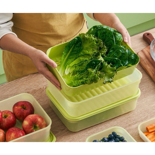 لوك اند لوك علبة بلاستيك 3.2 لتر للخضار والفاكهة اخضر