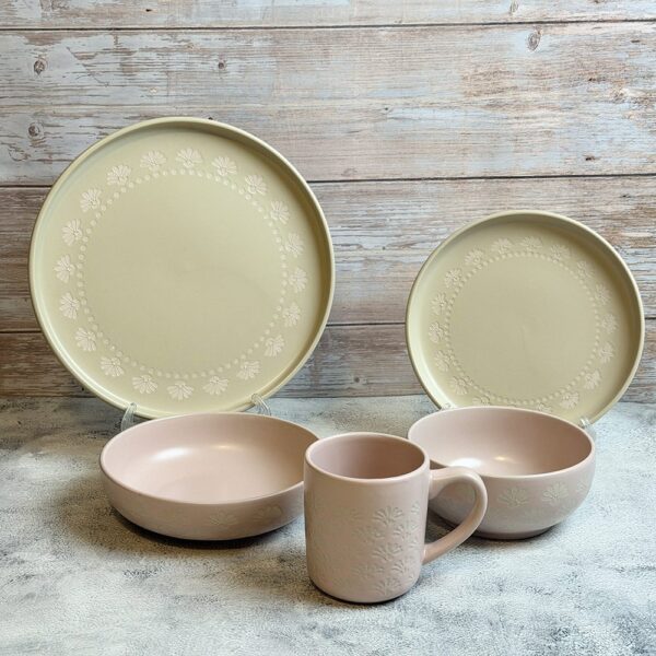 طقم عشاء تايلاندى 30 قطعه – Embossed – Pink