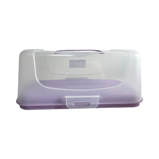 جوندول حامل حلويات مستطيل بغطاء بلاستيك بنفسجى - G