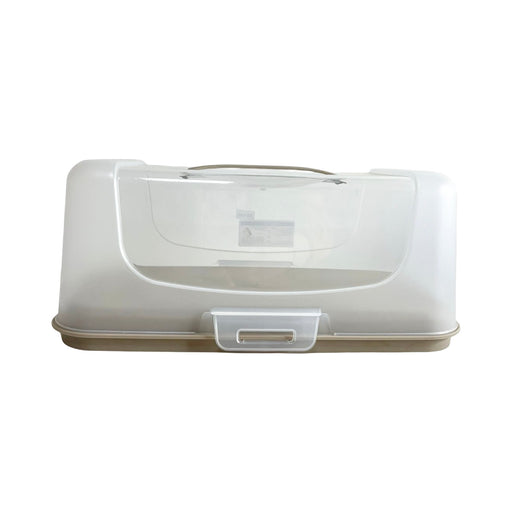 جوندول حامل حلويات مستطيل بغطاء بلاستيك بيج - G