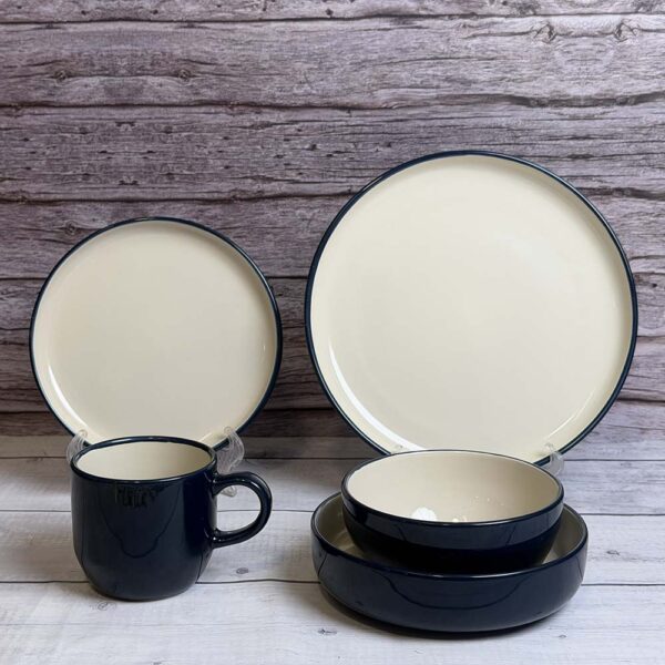 طقم عشاء بورسلين 30 قطعة – Navy Blue Glossy – A02