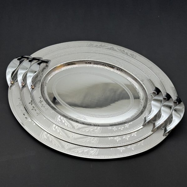 طقم صواني ايطالى 3 قطع – Oval Naif Inox