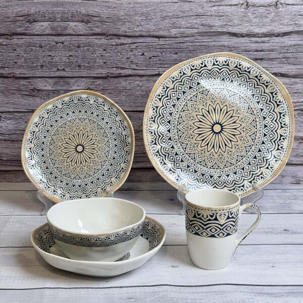 طقم عشاء اورجانيك 36 قطعة – Qayrawan Blue