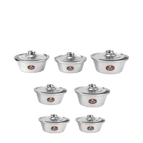 طقم حلل شاورما ألومنيوم إيفال 7 قطع ( 18 – 22 – 24 – 26 – 28 – 30 – 32 ) توب