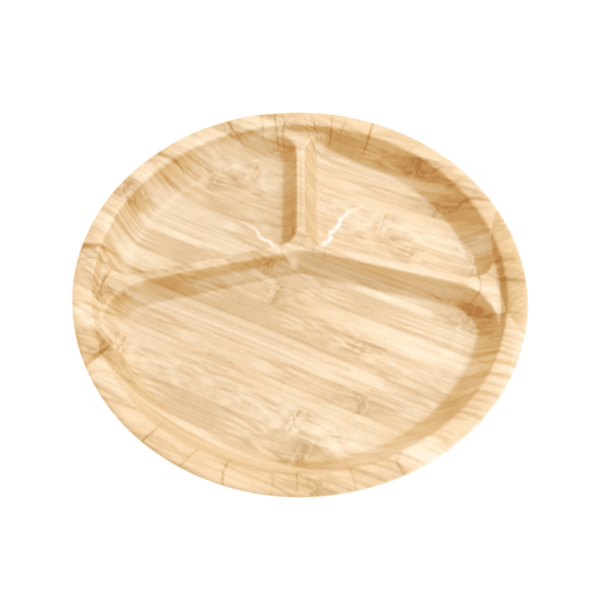 طبق تسالي ميلامين مقسم شكل خشبي