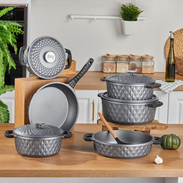 طقم حلل 10 قطع – Carabella Taç – Gray